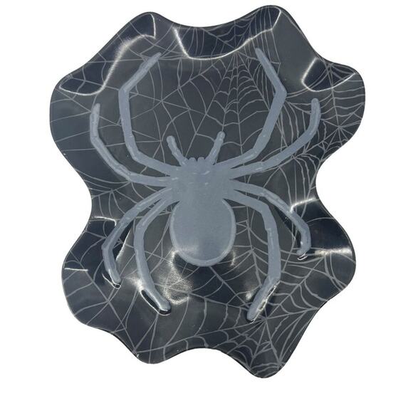 Black & Gray Spider Melamine Plate 9.8" X 8.6" Halloween Spider Plates Lot of 10 - Picture 1 of 3